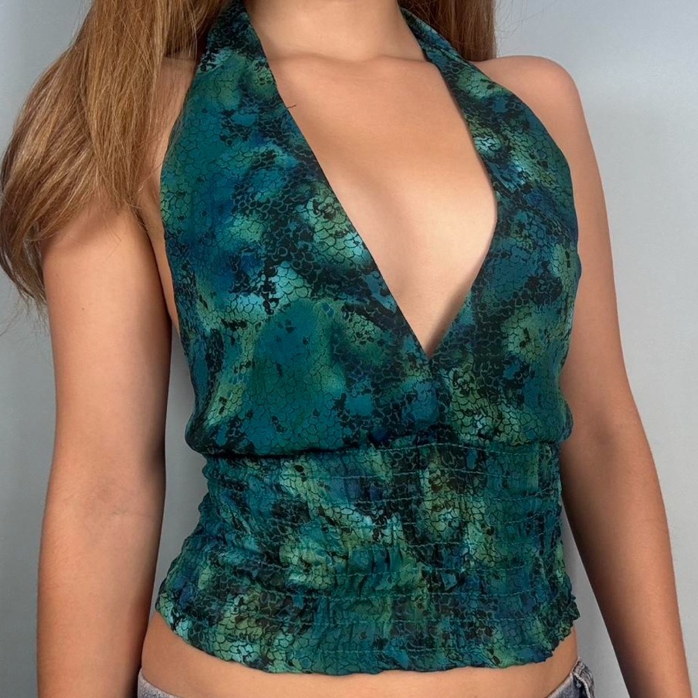 Green and Blue Halter Top